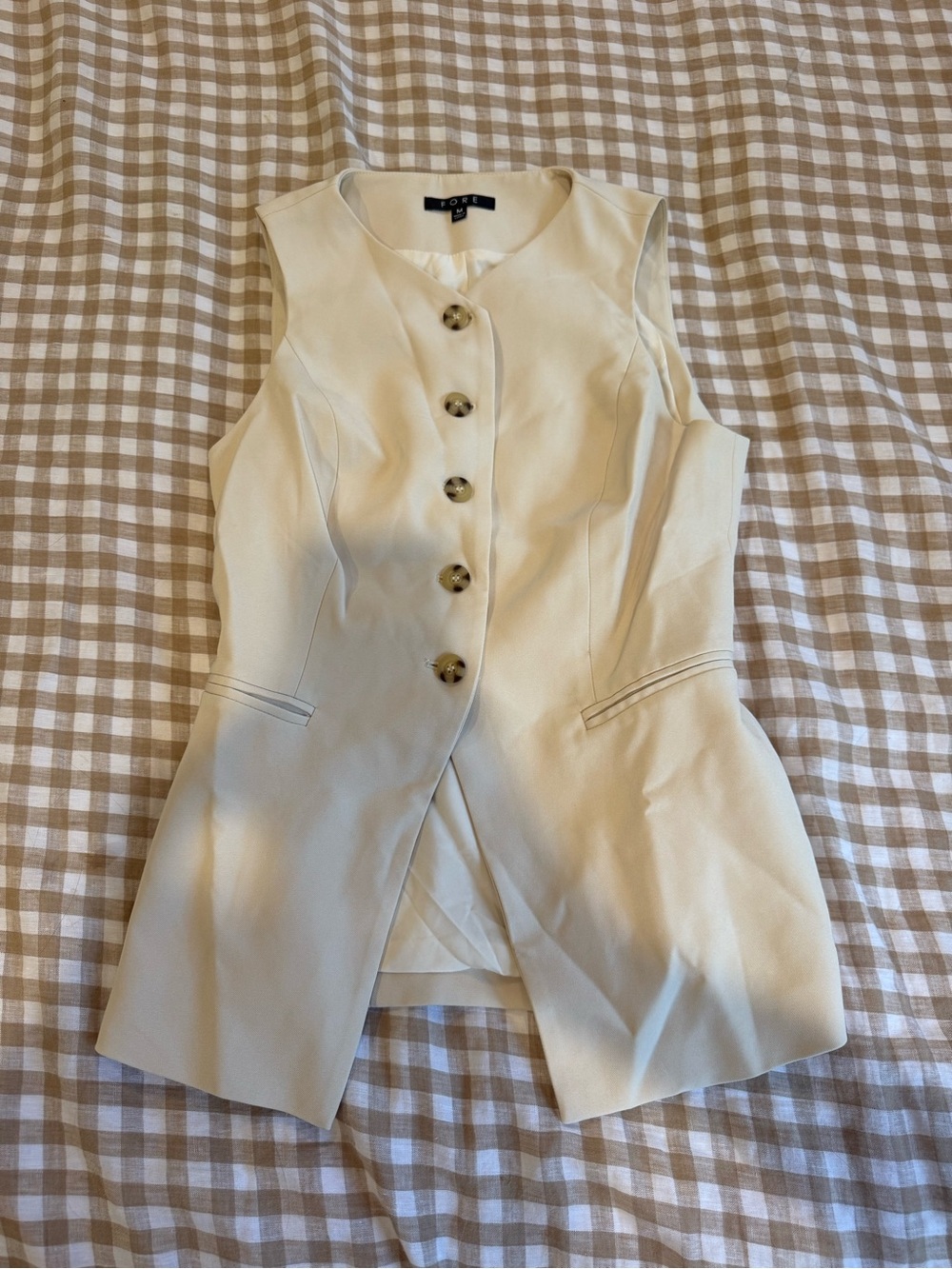 FORE button closure blazer vest top